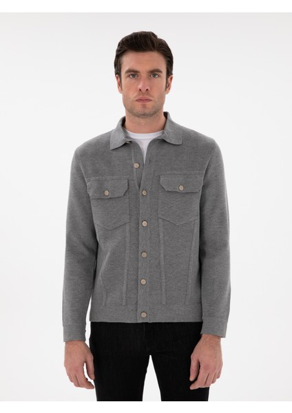 Erkek Gri Regular Fit Triko Hırka 50291621-VR024