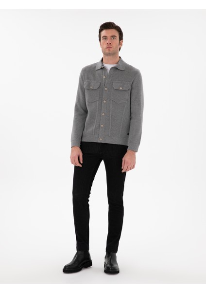 Erkek Gri Regular Fit Triko Hırka 50291621-VR024