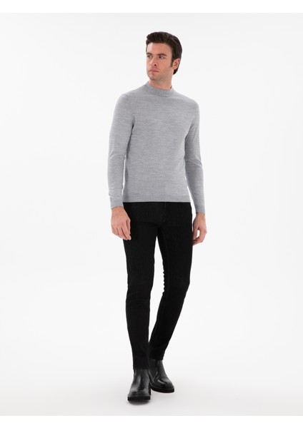 Erkek Gri Slim Fit Basic Kazak 50296402-VR024