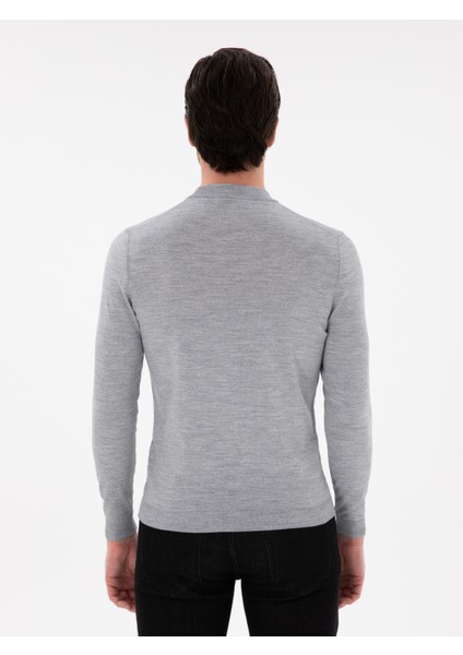Erkek Gri Slim Fit Basic Kazak 50296402-VR024