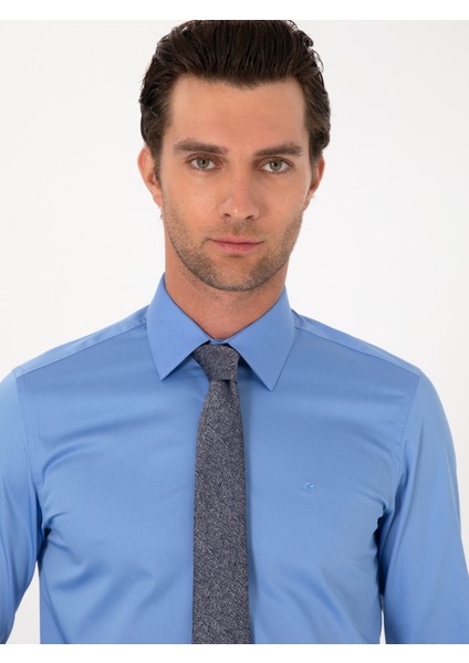 Erkek Mavi Slim Fit Pamuklu Klasik Gömlek 50311551-VR036 fiyatları