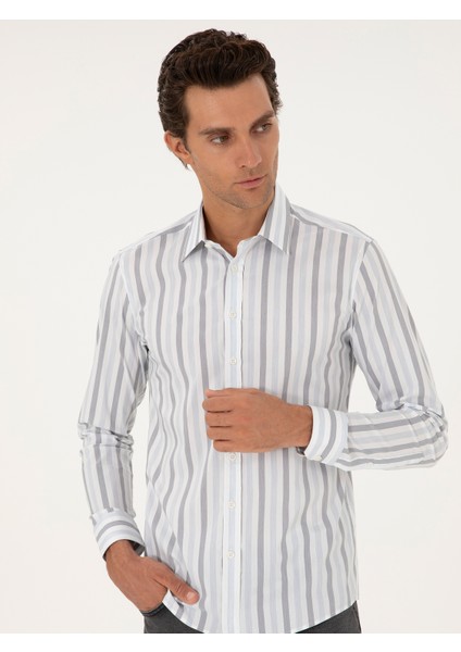 Erkek Koyu Mavi Slim Fit Uzun Kollu Gömlek 50285542-VR032 modelleri