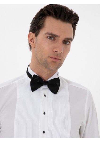 Erkek Beyaz Slim Fit Pamuk Karışımlı Ata Yaka Smokin Gömlek 50308852-VR013 fiyatları