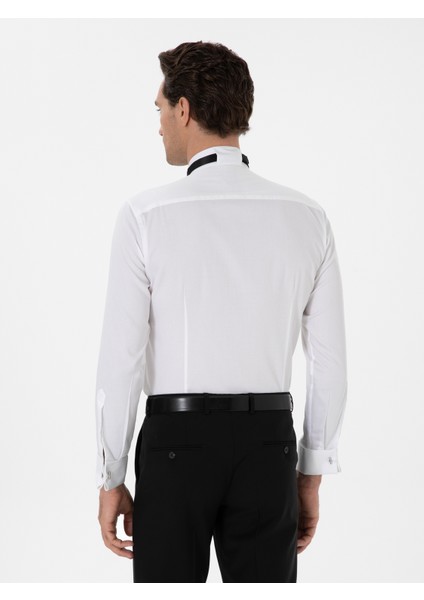 Erkek Beyaz Slim Fit Pamuk Karışımlı Ata Yaka Smokin Gömlek 50308852-VR013 indirimleri