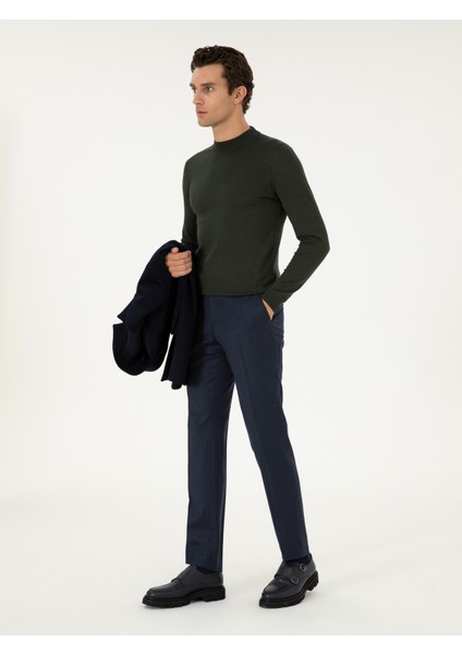 Erkek Haki Slim Fit Basic Kazak 50296402-VR027
