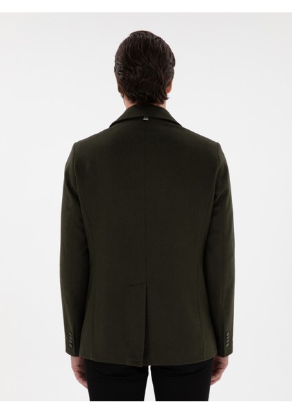 Erkek Haki Slim Fit Kaşe Kaban 50293483-VR027