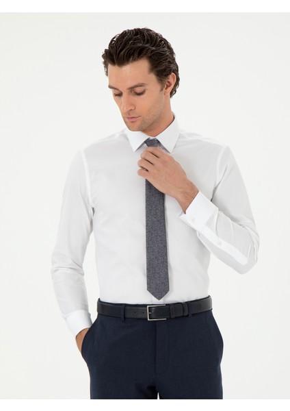 Erkek Beyaz Slim Fit Uzun Kollu Gömlek 50308845-VR013