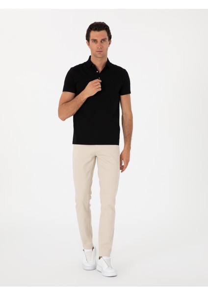 Erkek Siyah Slim Fit %100 Pamuk Polo Yaka T-Shirt 50300690-VR046