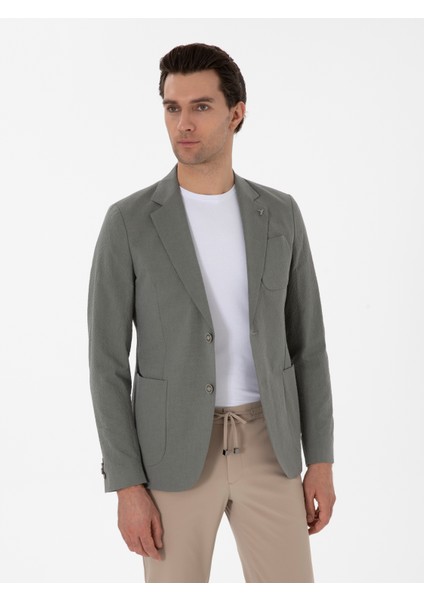 Erkek Haki Slim Fit Spor Ceket 50300640-VR027