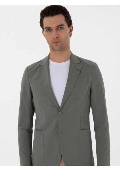 Erkek Haki Slim Fit Spor Ceket 50300640-VR027