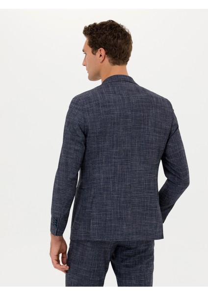 Erkek Lacivert Slim Fit Keten Karışımlı Ceket 50270503-VR033 indirimleri