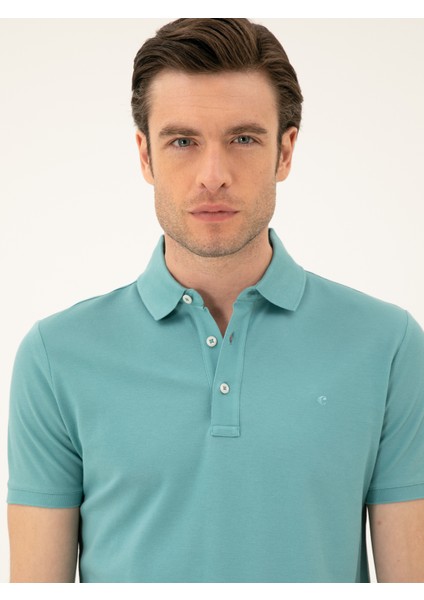Erkek Mint Melanj Slim Fit Polo Yaka Merserize T-Shirt 50284769-VR176