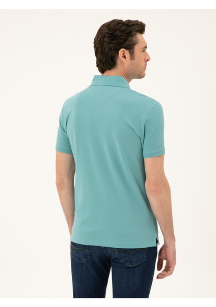 Erkek Mint Melanj Slim Fit Polo Yaka Merserize T-Shirt 50284769-VR176