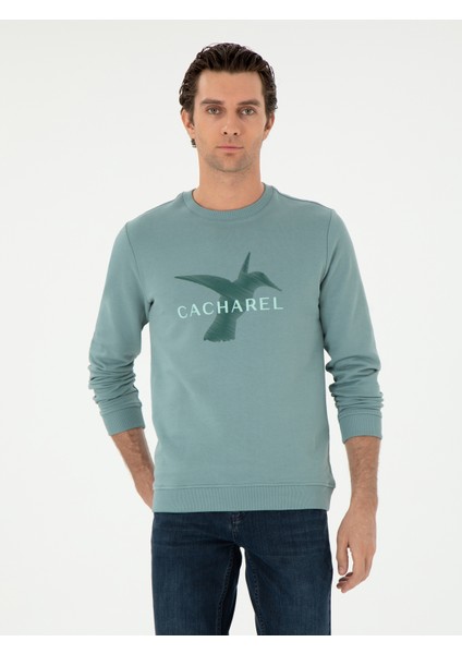Erkek Yeşil Regular Fit Bisiklet Yaka Sweatshirt 50300976-VR054