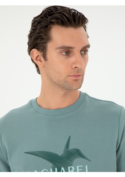 Erkek Yeşil Regular Fit Bisiklet Yaka Sweatshirt 50300976-VR054