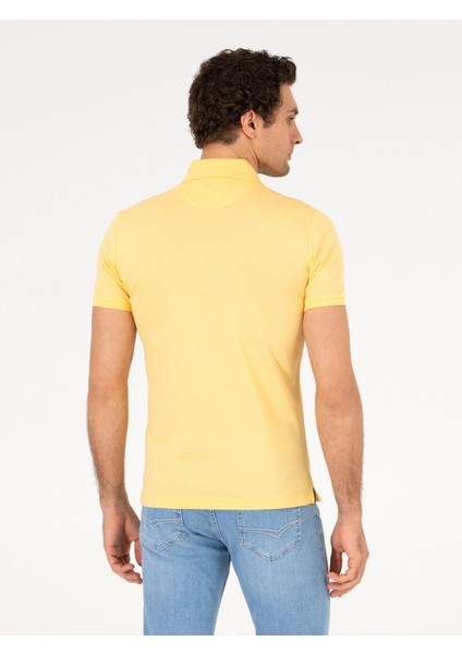 Erkek Açık Sarı Polo Yaka Slim Fit Basic Merserize T-Shirt 50265364-VR004