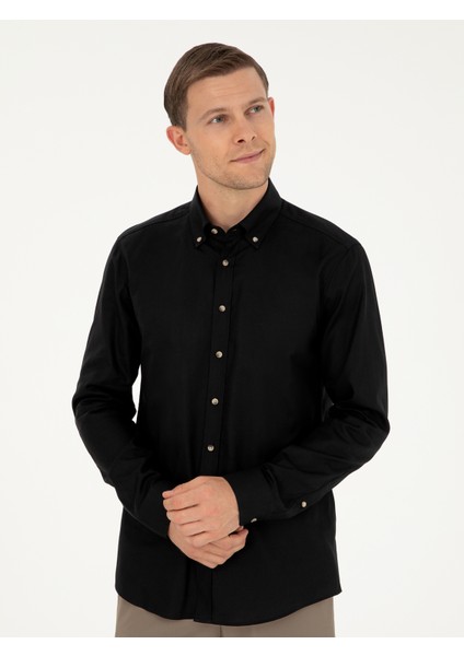 Erkek Siyah Slim Fit %100 Pamuk Oxford Gömlek 50270162-VR046 modelleri