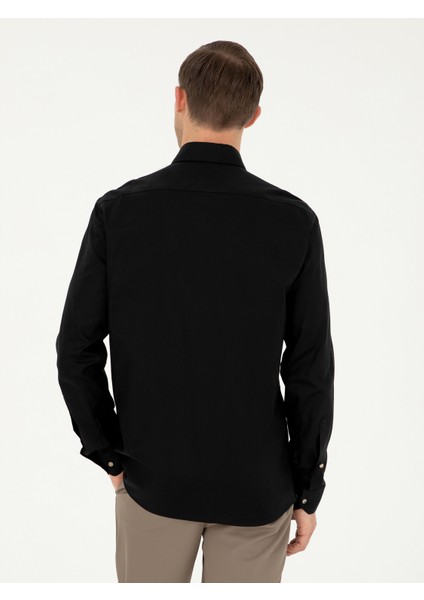 Erkek Siyah Slim Fit %100 Pamuk Oxford Gömlek 50270162-VR046 indirimleri