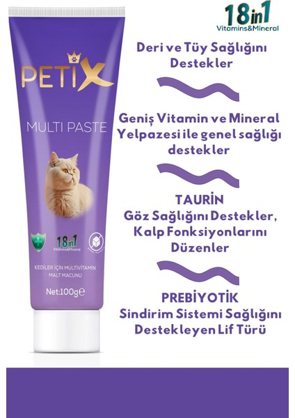 Petıx Multivitamin Kedi Malt Macunu 100 gr (2'li)