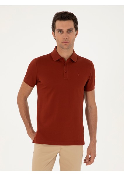 Erkek Kiremit Slim Fit Basic Tişört 50284769-VR031