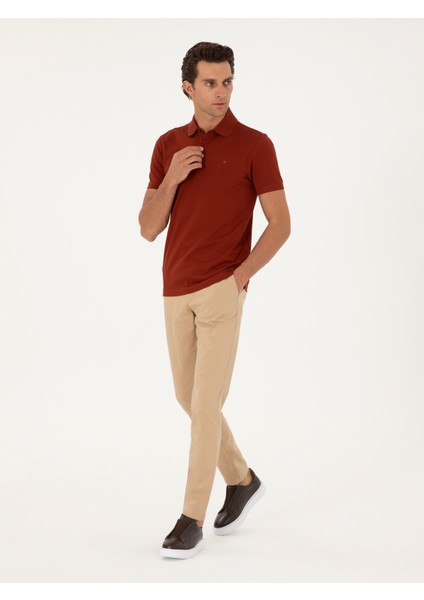 Erkek Kiremit Slim Fit Basic Tişört 50284769-VR031