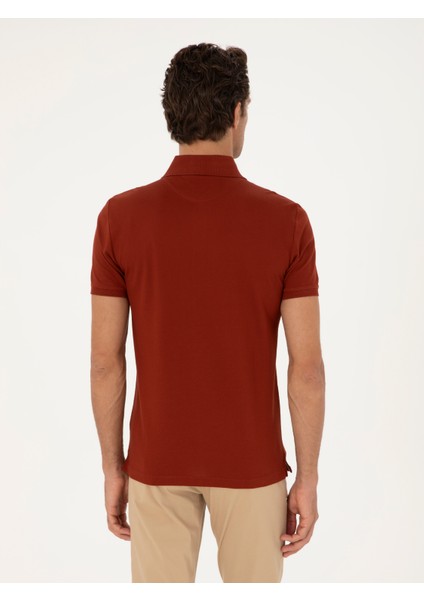 Erkek Kiremit Slim Fit Basic Tişört 50284769-VR031