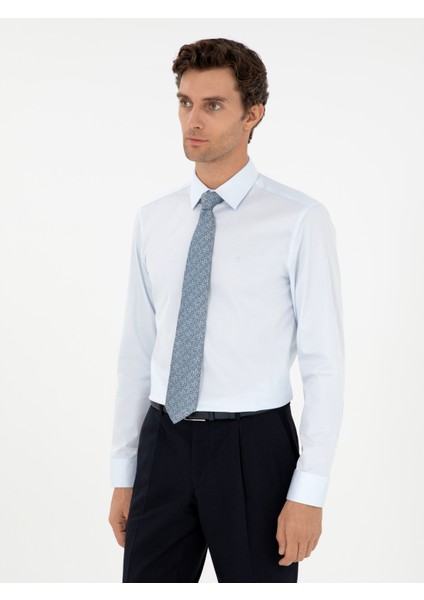 Erkek Açık Mavi Slim Fit Uzun Kollu Basic Gömlek 50270154-VR003