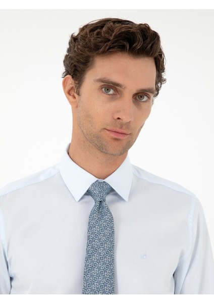 Erkek Açık Mavi Slim Fit Uzun Kollu Basic Gömlek 50270154-VR003