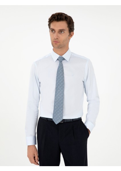 Erkek Açık Mavi Slim Fit Uzun Kollu Basic Gömlek 50270154-VR003