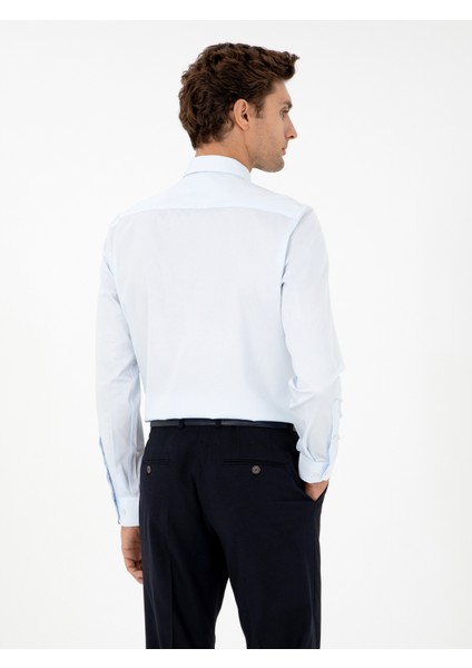 Erkek Açık Mavi Slim Fit Uzun Kollu Basic Gömlek 50270154-VR003
