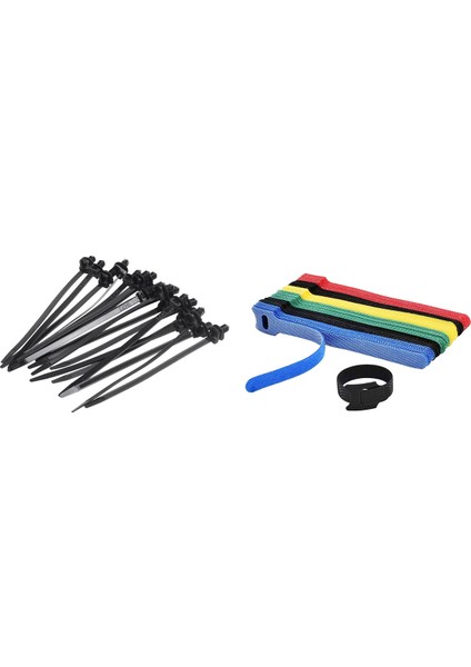 Naylon Itme Montajlı Araba Kubbe Kablo Fermuarlı Kravat, 50PCS Kablo Kordon Askı Kancası Bağlantı Elemanı Yönetimi - Siyah ve Renk Karıştırma (Yurt Dışından)
