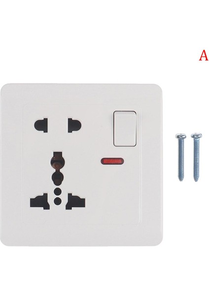 LED Işık Anahtarlı Evrensel Duvar Soketi 5 Delikli USB Duvar Prizi (Yurt Dışından)