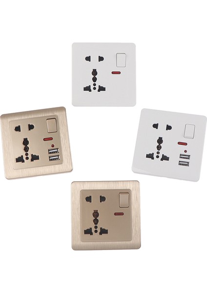 LED Işık Anahtarlı Evrensel Duvar Soketi 5 Delikli USB Duvar Prizi (Yurt Dışından) fırsatları