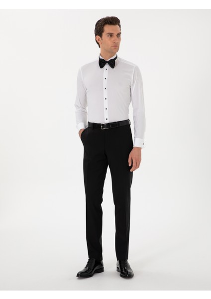 Erkek Beyaz Slim Fit Pamuk Karışımlı Manşetli Smokin Gömlek 50304049-VR013 fırsatları