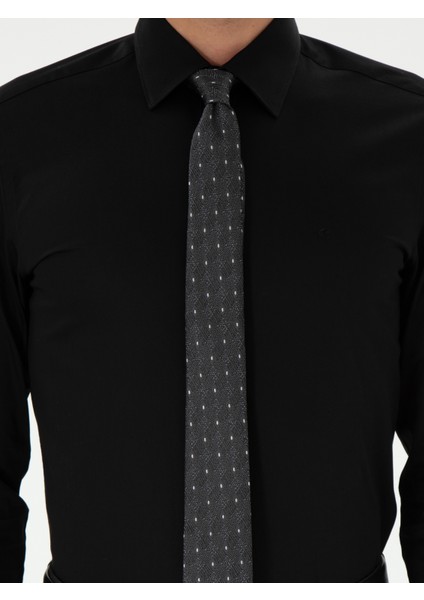 Erkek Siyah Slim Fit Pamuklu Klasik Gömlek 50311551-VR046