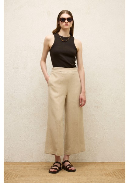 Ütü Izli Keten Pantolon Natural