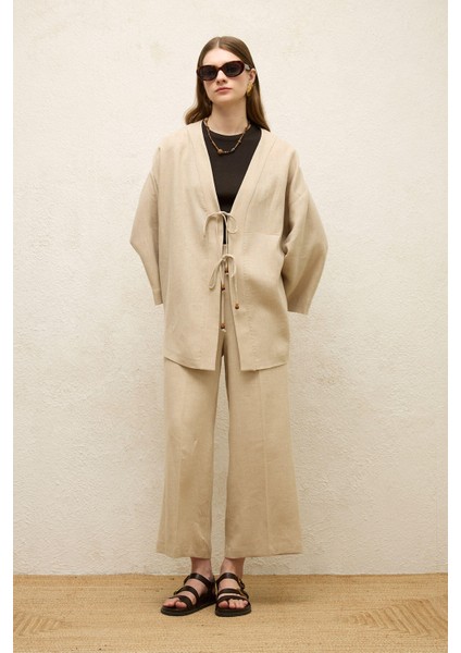 Ütü Izli Keten Pantolon Natural modelleri