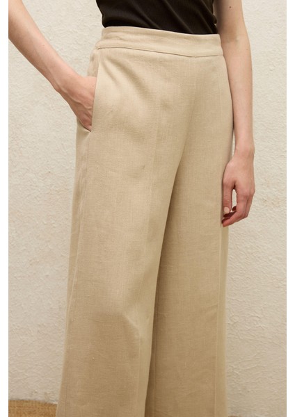 Ütü Izli Keten Pantolon Natural indirimleri