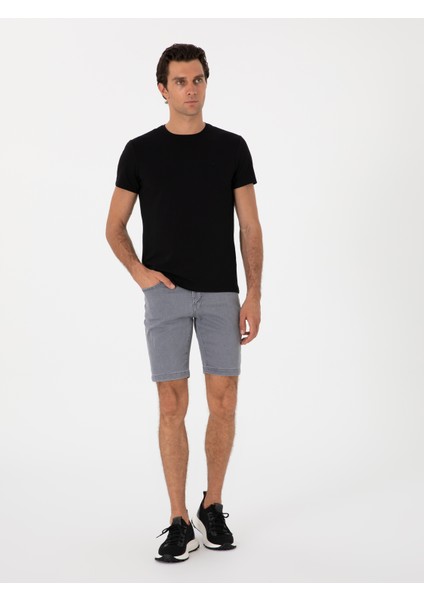 Erkek Siyah Slim Fit Bisiklet Yaka T-Shirt 50300699-VR046