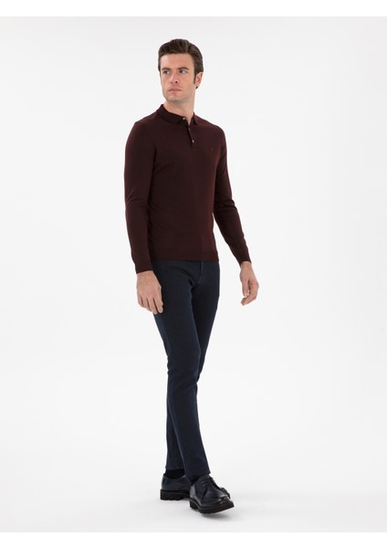 Erkek Bordo Slim Fit Basic Kazak 50293274-VR014