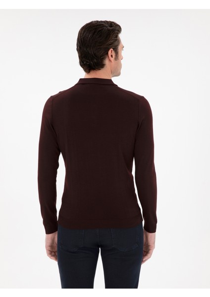 Erkek Bordo Slim Fit Basic Kazak 50293274-VR014