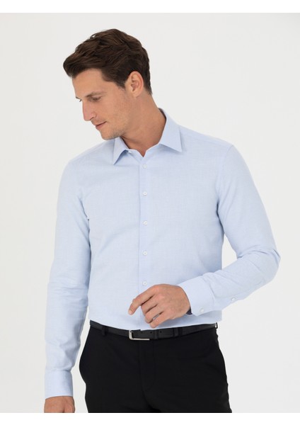 Erkek Mavi Slim Fit Pamuk Gömlek 50279881-VR036 modelleri