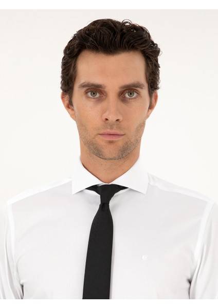 Erkek Beyaz Slim Fit %100 Pamuk İtalyan Yaka Klasik Gömlek 50268927-VR013 fiyatları