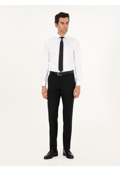 Erkek Beyaz Slim Fit %100 Pamuk İtalyan Yaka Klasik Gömlek 50268927-VR013 fırsatları