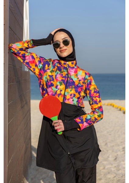 25320 Parmak Geçirmeli Crop Tesettür Mayo