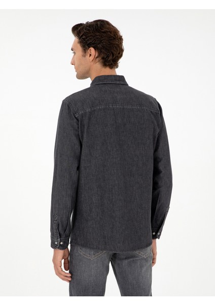 Erkek Antrasit Regular Fit Jean Gömlek 50290961-VR006