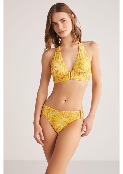 Poly Desenli Aksesuar Detay Üçgen Bikini