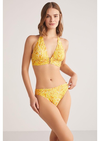 Poly Desenli Aksesuar Detay Üçgen Bikini