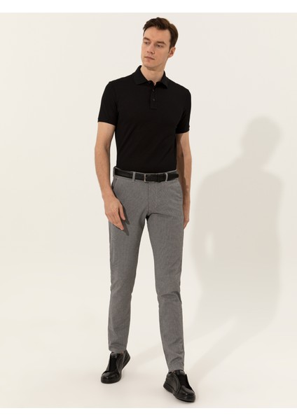 Erkek Siyah Polo Yaka Slim Fit Basic Merserize T-Shirt 50251826-VR046