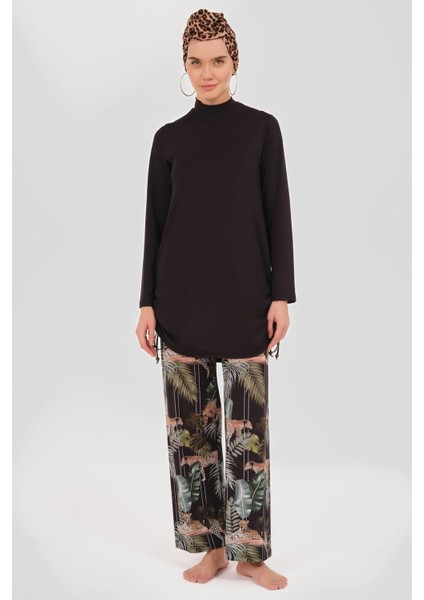 24608 Leopar Yanları Büzgülü Tesettür Mayo fiyatları